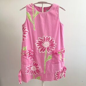 Lilly Pulitzer Pink Flower Shift Dress Size 8 White Label Sunflower